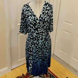 Ombre effect faux wrap dress
